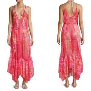 Ramy Brook Seashell Pink Sheer Maxi Long Dress Coverup Beach Vacation Large